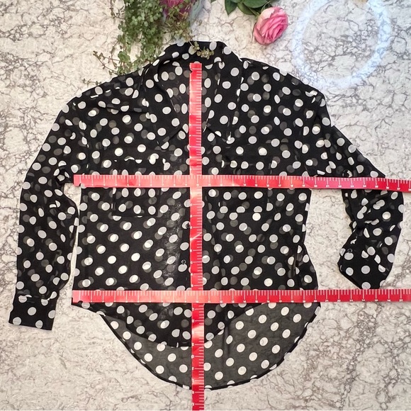 Free People Black Polka Dot Adjustable Sleeves Blouse - See Measurements!! - Picture 8 of 14
